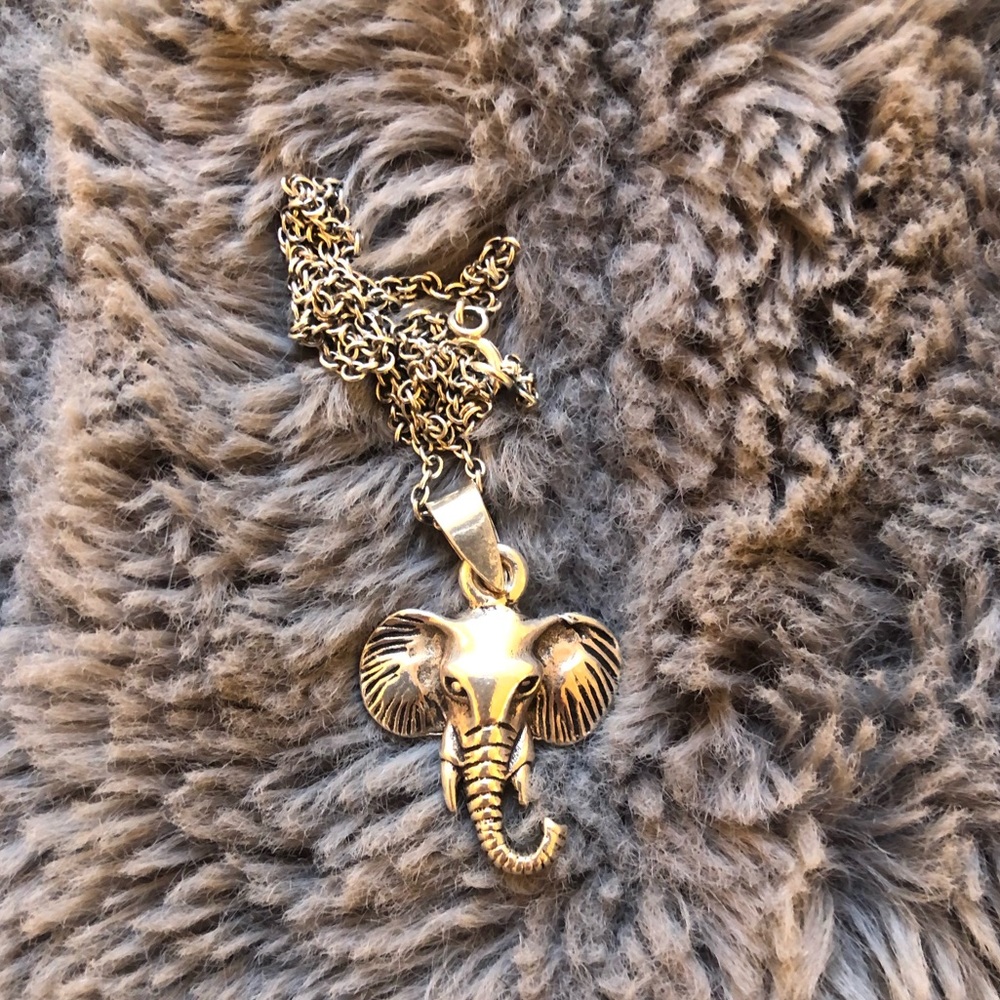 Sterling Silver Elephant Head Pendant Necklace